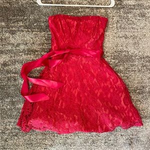 Pink Lace Mini Strapless Dress Size Small